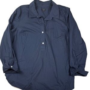Talbots Navy Blue Button Front Blouse – Size XL